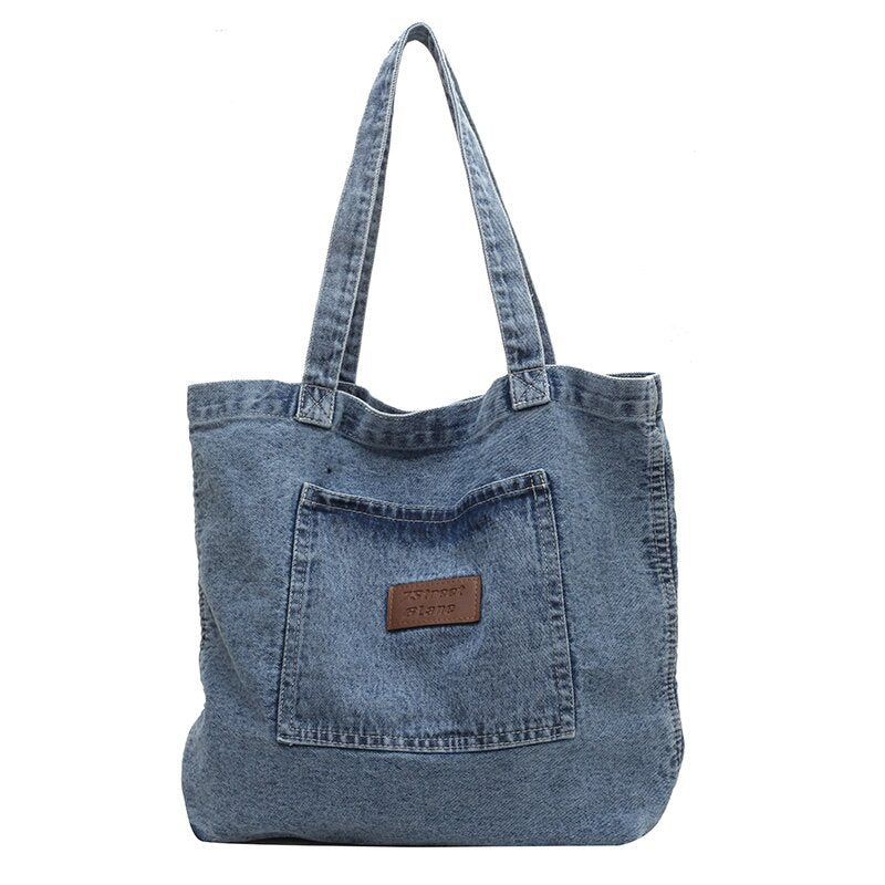 Women's Denim Canvas Large Capacity Shopping Artistic Shoulder Bags