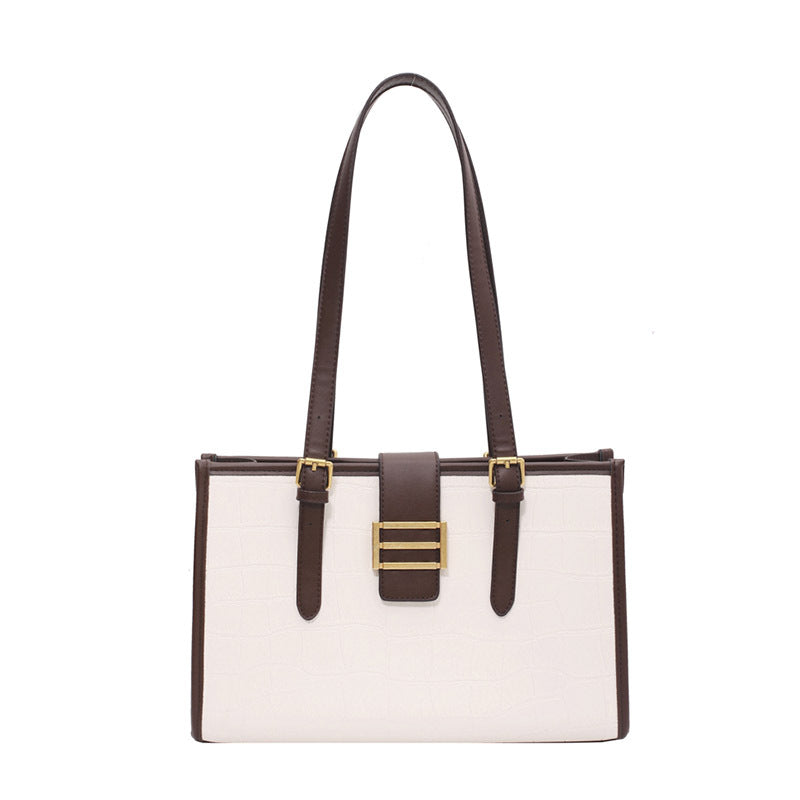 Autumn French Style Large Capacity Female Niche Stone Pattern Fashionable Women's Shoulder Bag