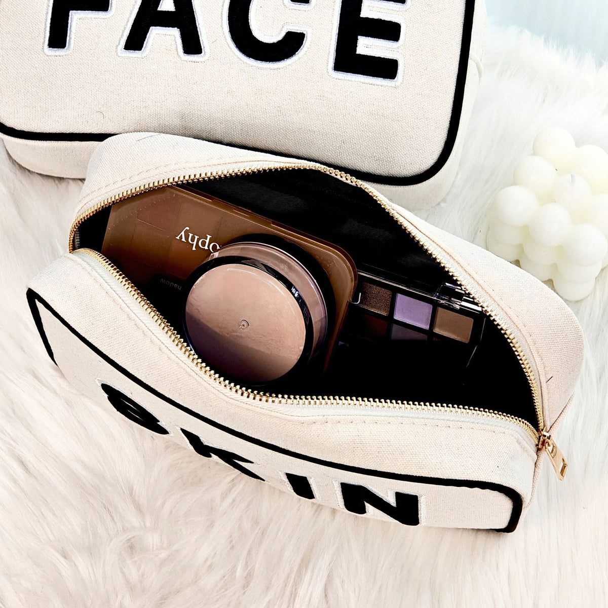 Letter Canvas Large Capacity Out Portable Cosmetic Bags
