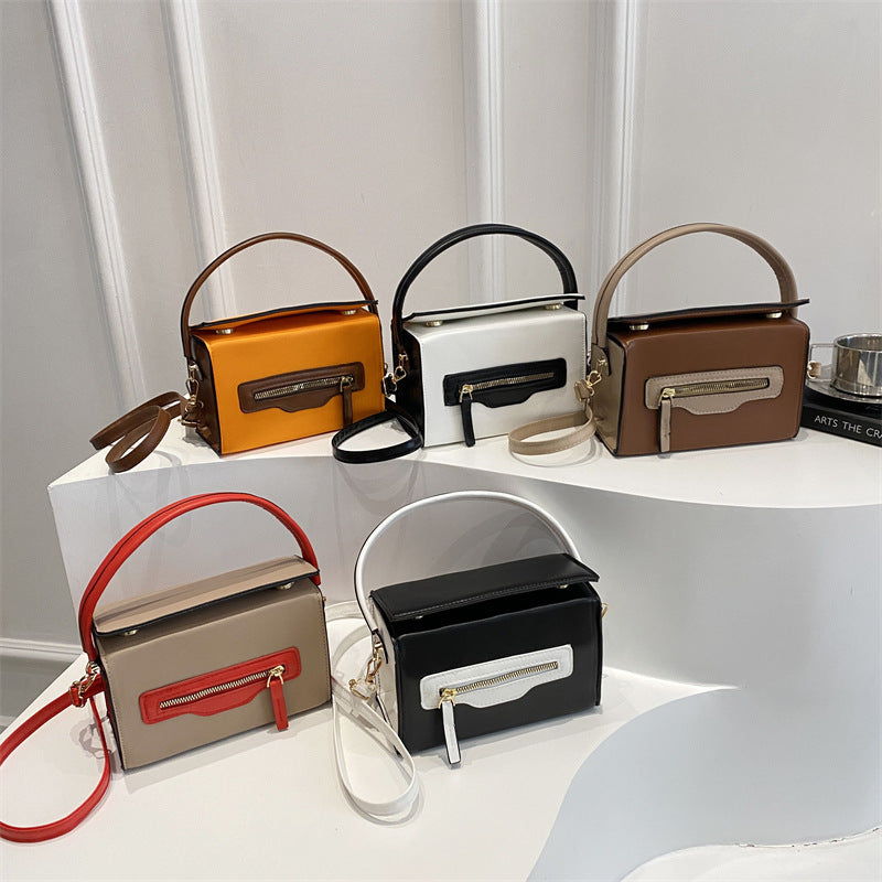 Daily Commuter Contrast Color Personality Zipper Early Summer Women's Shoulder Bag