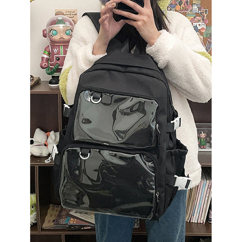 Women's Transparent Bar Badge Cartoon Two-dimensional Comic Backpacks