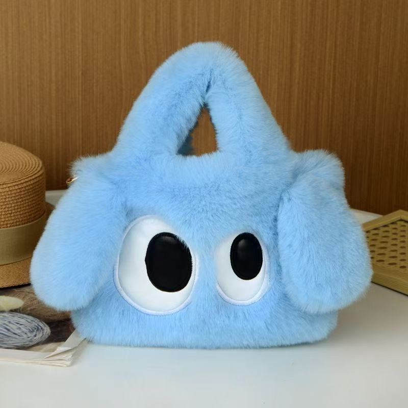 Children's Big Eye Dog Plush Chain Imitate Rex Rabbit Tote Bags