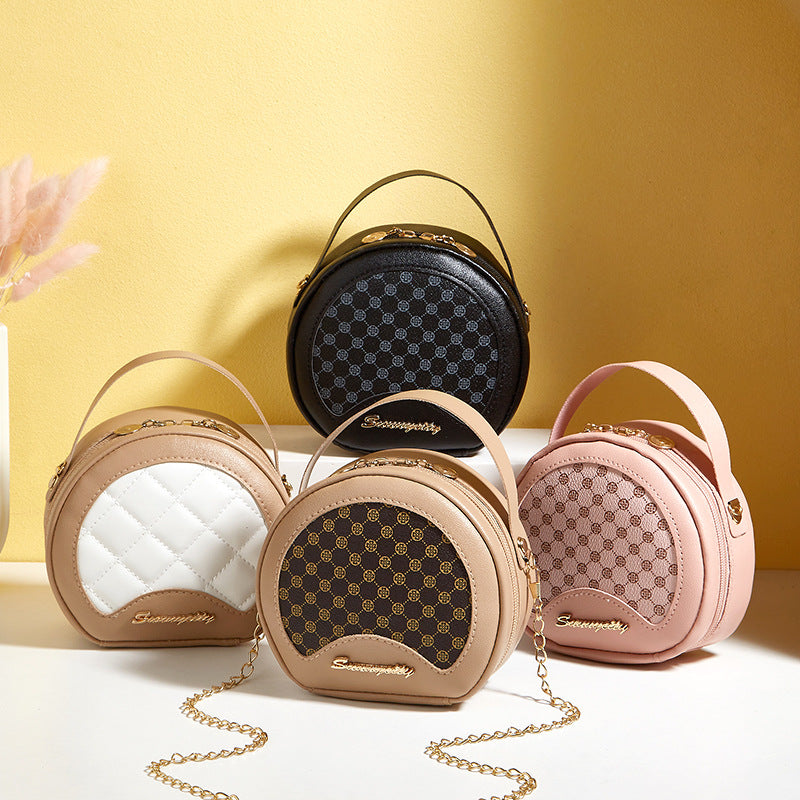 Women's Minority Design Round Trendy Contrast Color Ladies Bags