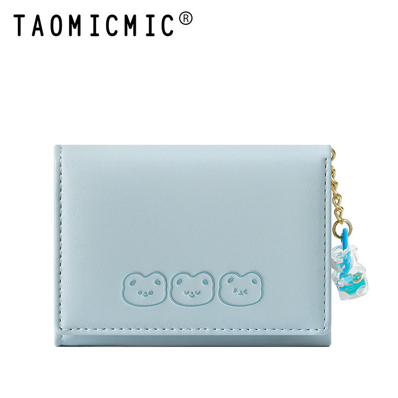 Women's Cute Pendant Korean Style Three-fold Large Ladies Wallets