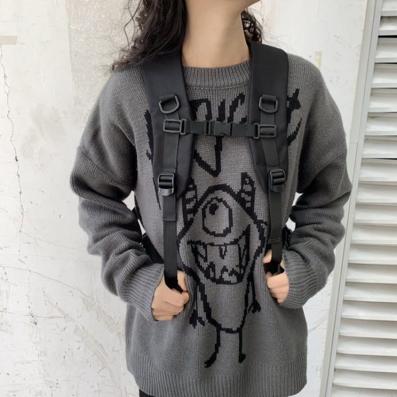 Korean High College Large Capacity Dark Backpacks