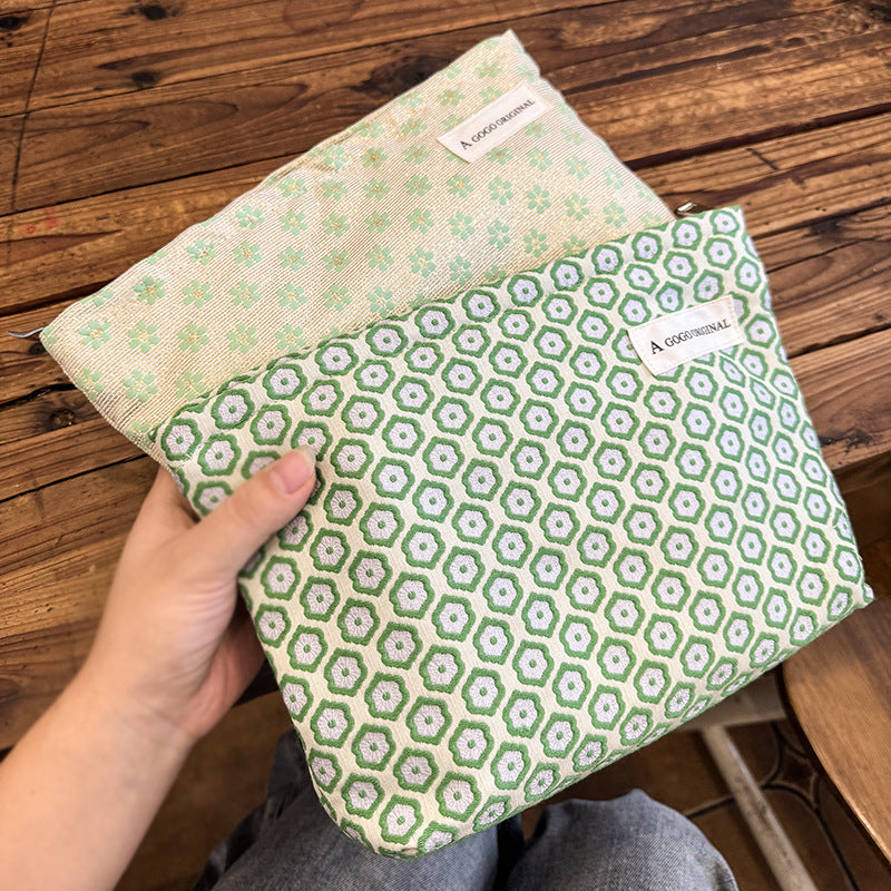 Green Window Flower Storage Canvas Toiletry Clutch Cosmetic Bags