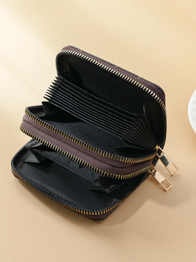 Double Zipper Organ Fashion Clamp Retro Card Holder