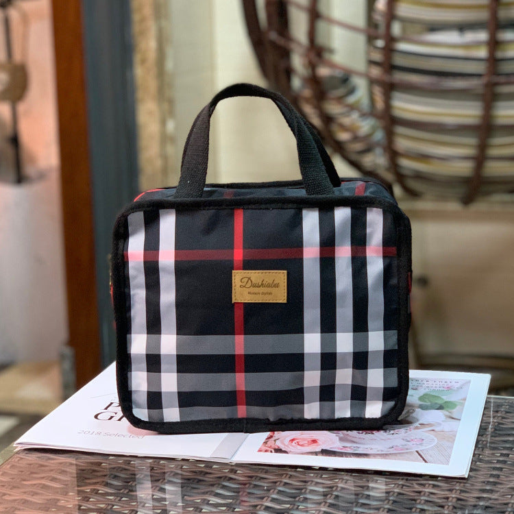 Women's Plaid Lunch Box Mom Hand Carrying Snack Cosmetic Bags