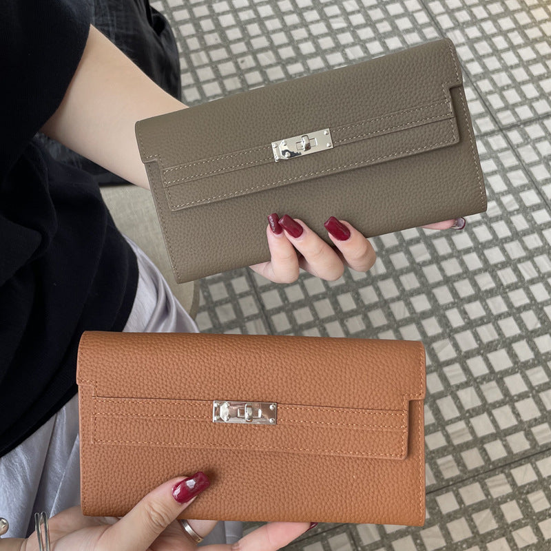 Women's First Layer Cowhide Clutch Real Leather Long High Ladies Wallet