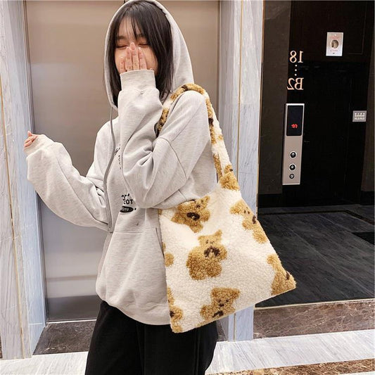 Women's Korean Style Large Capacity Fluffy Fashion Shoulder Bags