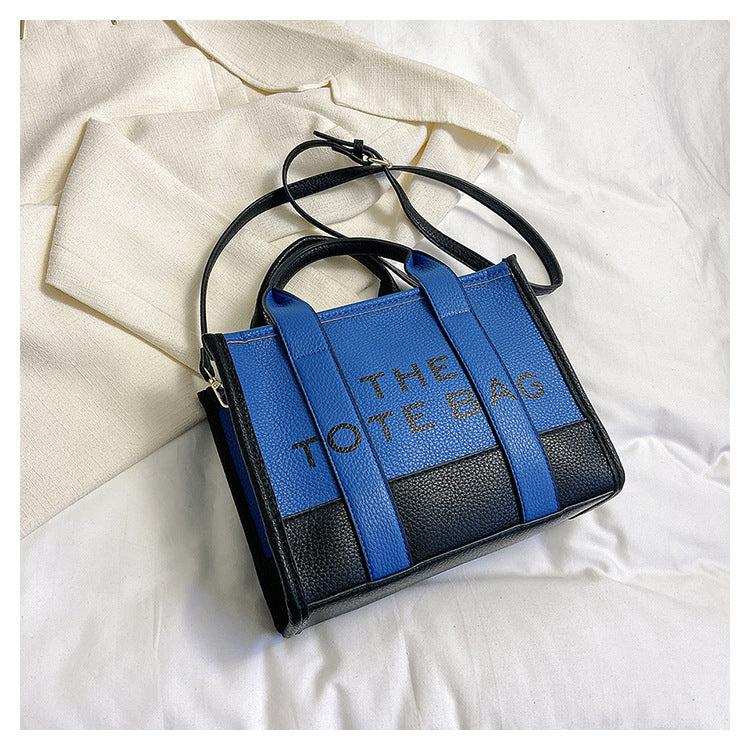 Women's Fashion Stitching Contrast Color Portable High Handbags