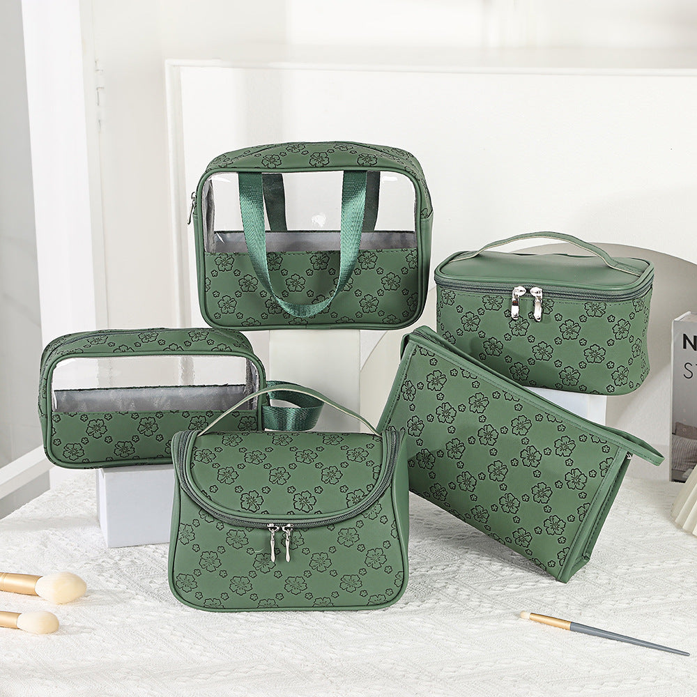 Women's Large Capacity Retro Embossing Storage Portable Outing Makeup Bag