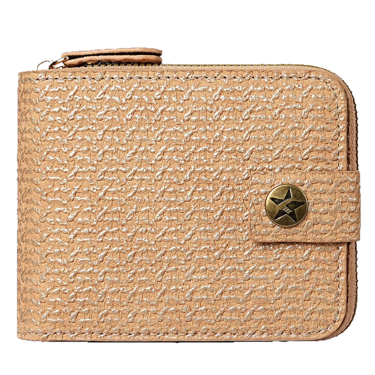 Men's Short Fashion Retro Zipper Hasp Tri Card Holder