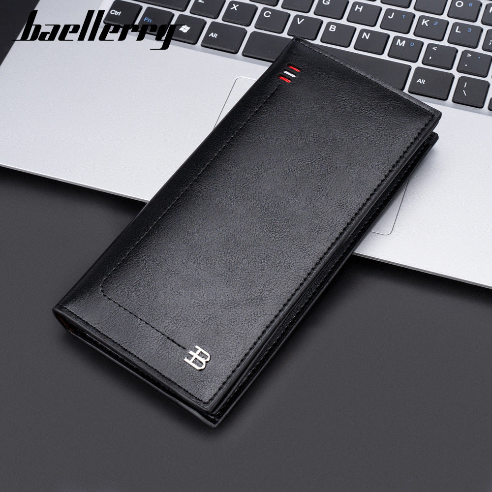 Men's Long Business Multiple Slots Zipper Thin Men's Wallets