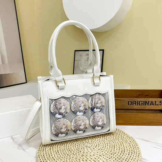 Women's Rhombus Lace Cartoon Cute Portable Two-dimensional Handbags