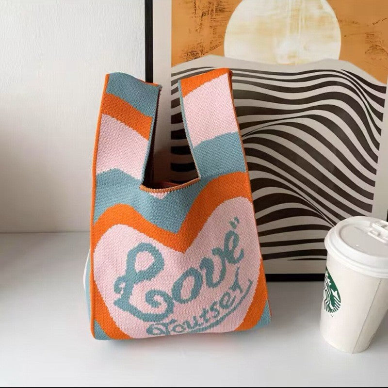 Women's Panda Knitted Version Hand Carrying Tote Bags