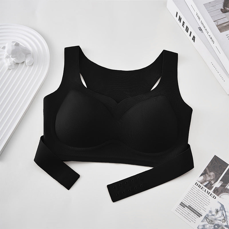 Women's Front Buckle Gathered Without Trace Soft Support Bras