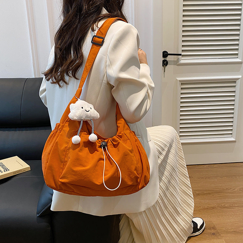 Women's Gate Design Drawstring Ruffle Nylon Clouds Women's Shoulder Bag