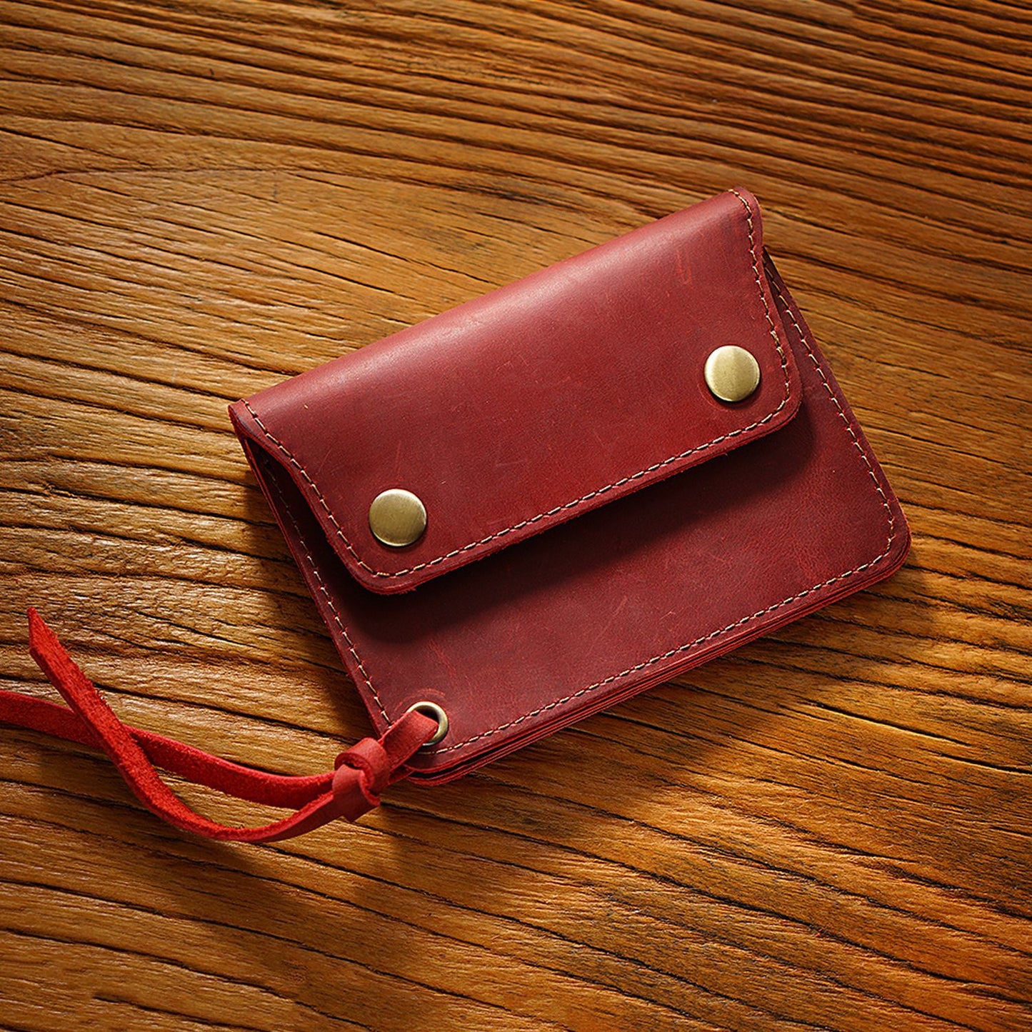 Simple Handmade Genuine Leather Short Vintage Crazy Card Holder
