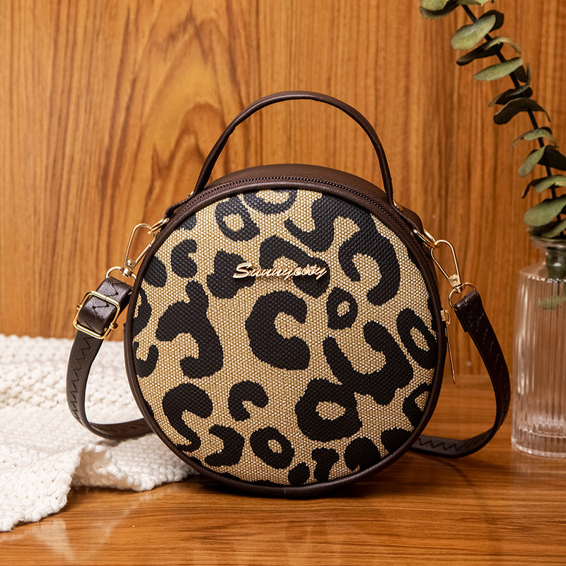 Women's Fashion Vintage Leopard Print Round Popular Crossbody Bags