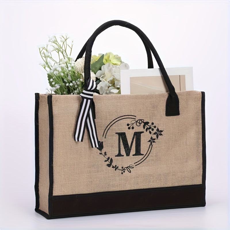 Jute Large Capacity Letter Simplicity Portable Handbags