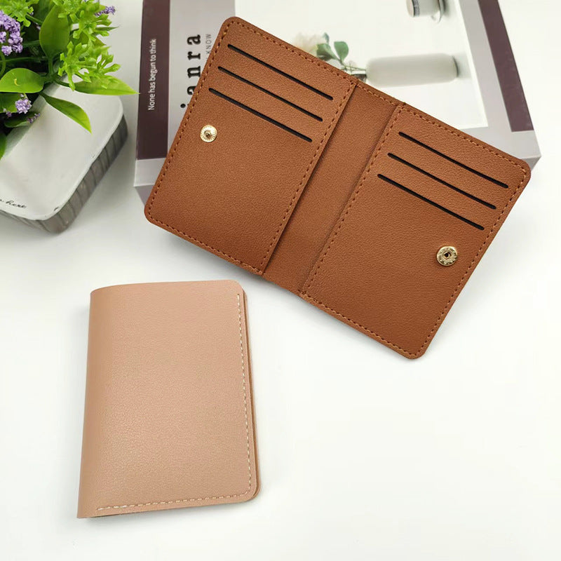 Women's Glossy Short With Buttons Two Fold Simple Driving Ladies Wallets