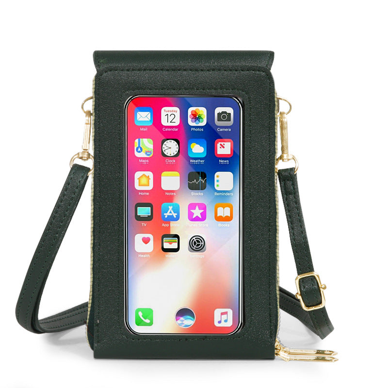 Women's Fashionable Leather Touch Screen Mobile Retro Solid Bags