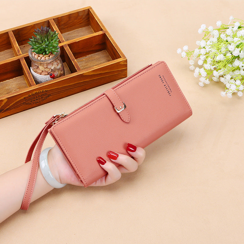 Women's Korean Solid Color Large Capacity Wrist Ladies Wallets