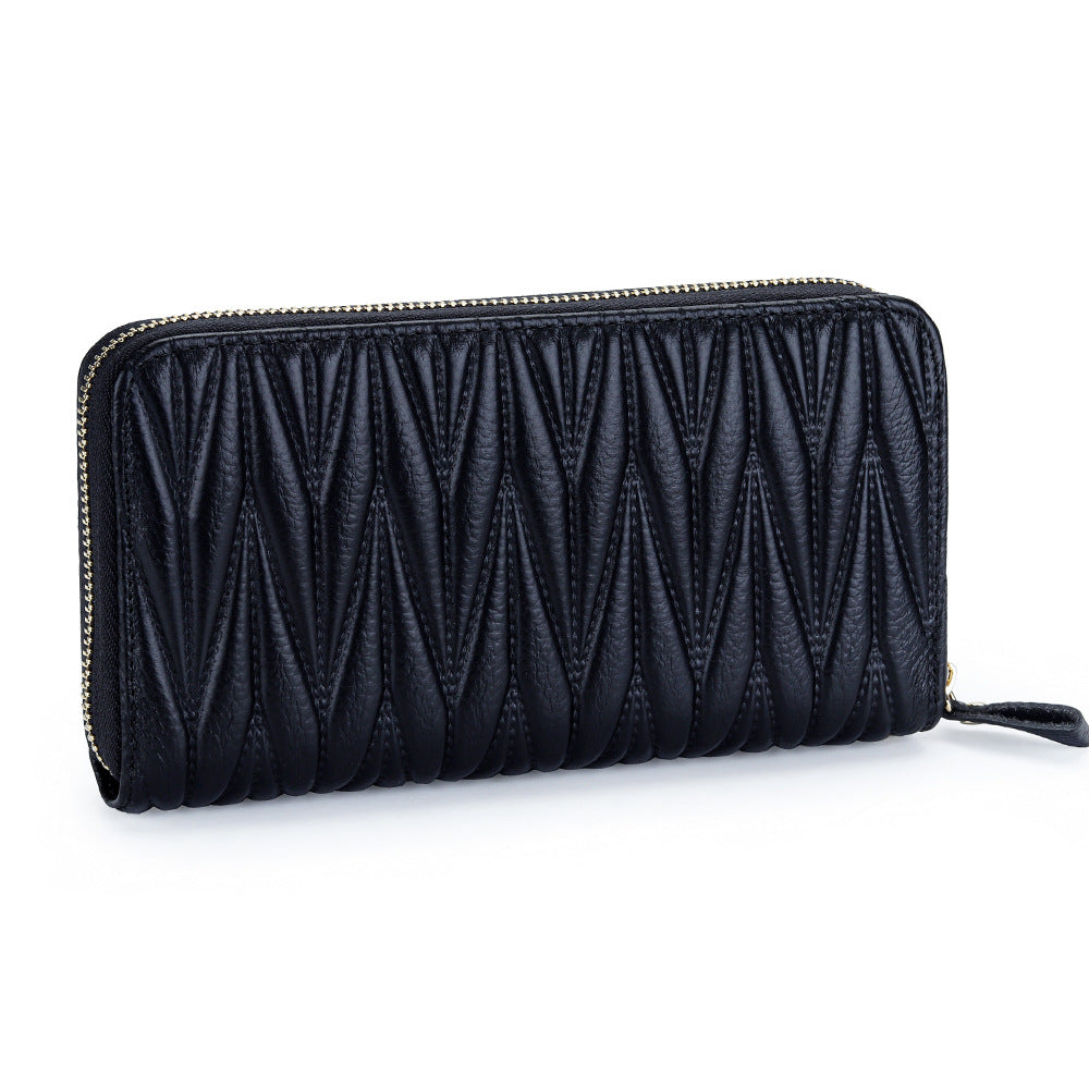 Women's Leather Long Zip Clutch Large Capacity Card Holder