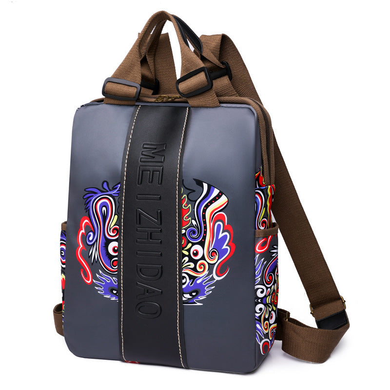 Women's National Fashion Simple Printed Large Capacity Backpacks
