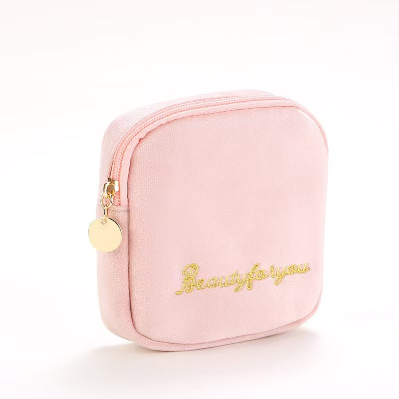 Plush Good-looking Storage Flannelette Large Capacity Embroidery Cosmetic Bags