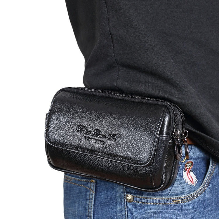 Stylish Men's Charming Leather Mobile Cowhide Men's Waist Packs