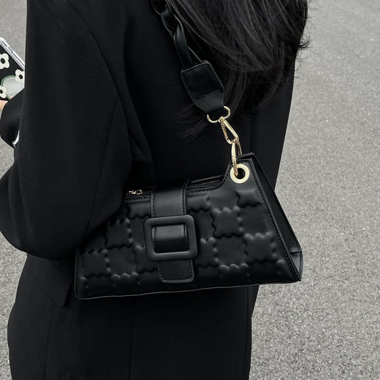 Pretty Simple Embossed Design Black Underarm Handbags