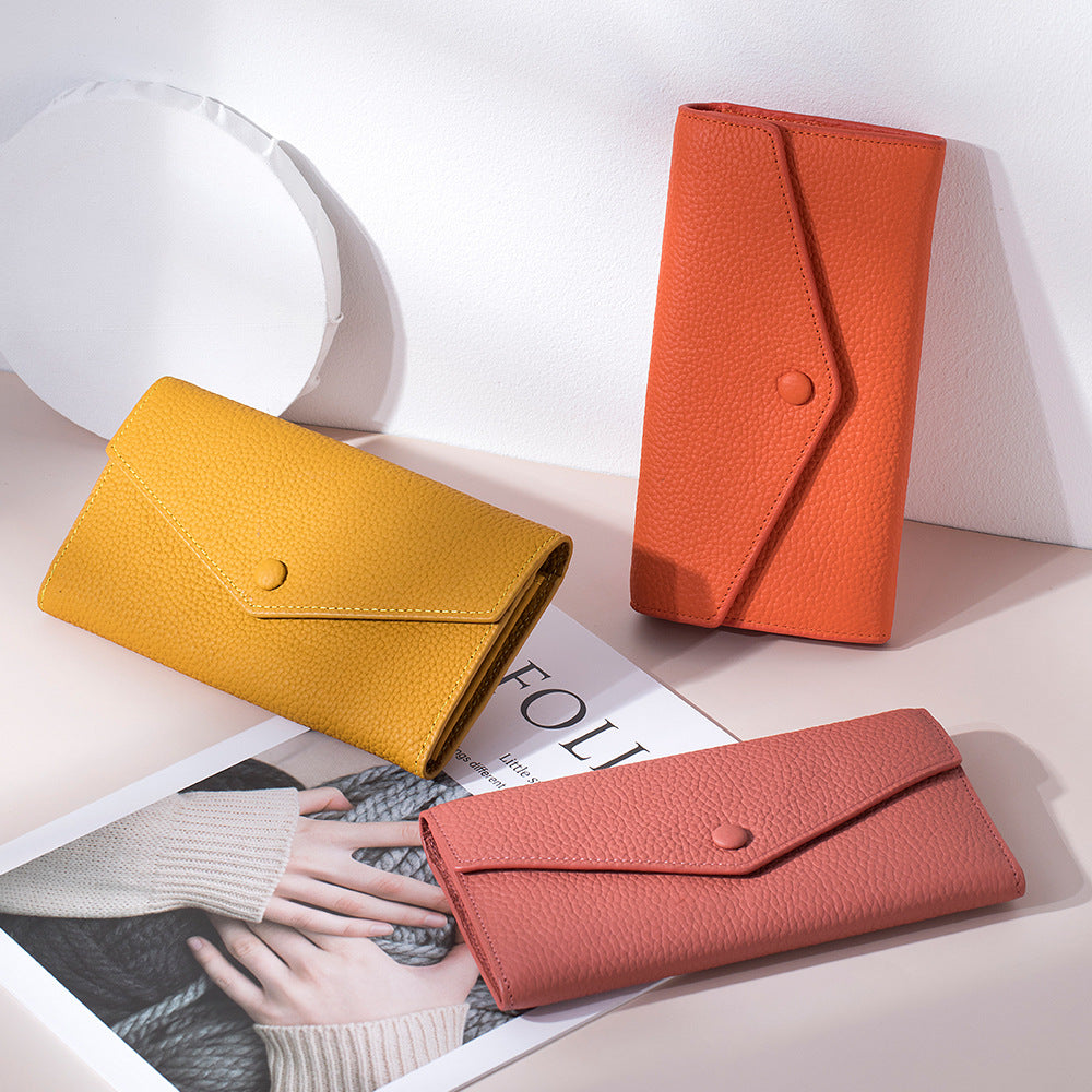 Long Genuine Leather Multifunctional Clutch Soft Simple Handbags