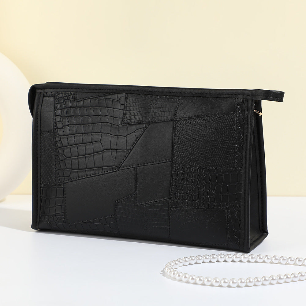 Women's Simple Crocodile Pattern High-grade Large Capacity Storage Waterproof Portable Cosmetic Bags