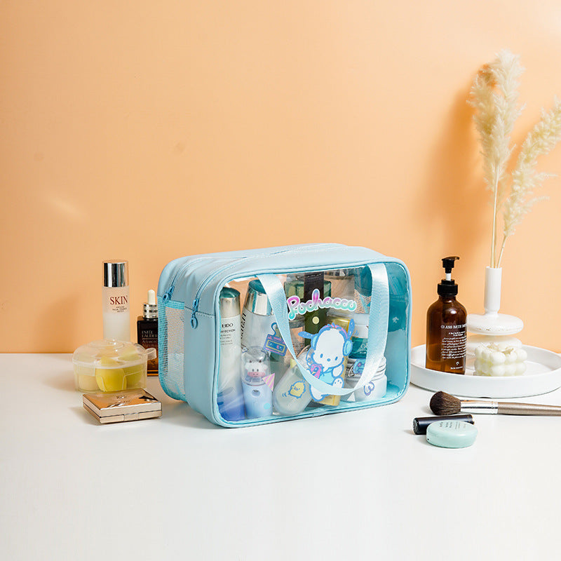 Dry Wet Separation Transparent Portable Double Layer Cosmetic Bags