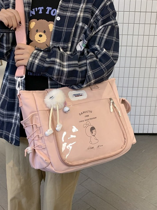 Transparent Female Portable Cartoon Large Capacity Crossbody Bags