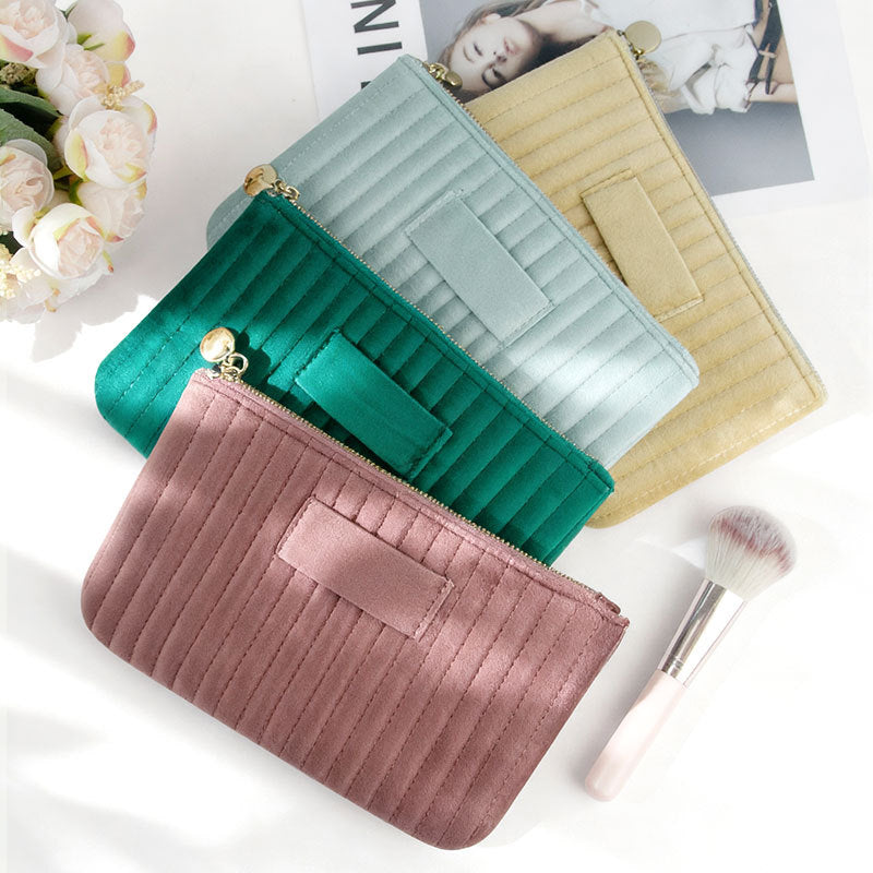 Women's Quilted Vertical Stripes Suede Clutch High-grade Sundries Bags