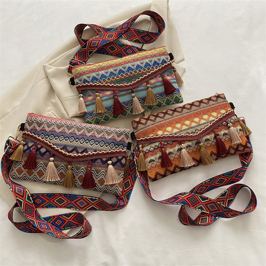 Women's Fashion Korean National Style Tassel Crossbody Bags