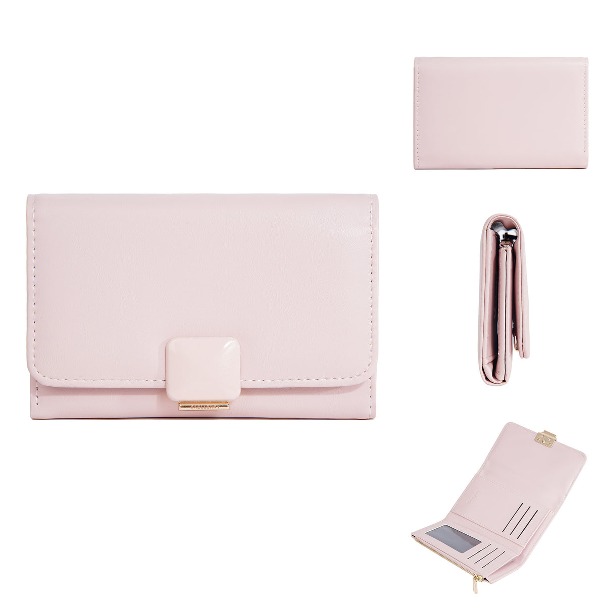 Women's Korean Style Multiple Slots Zipper Mid-length Coin Purses