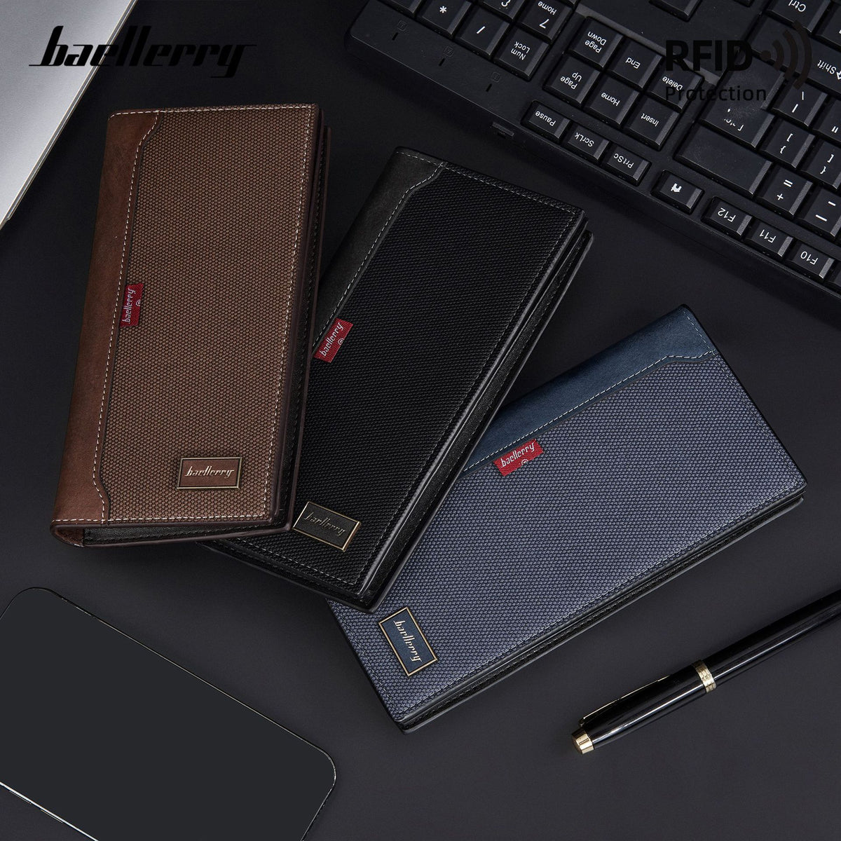 Men's Long Swiping Business Multi Slots Zipper Men's Wallet