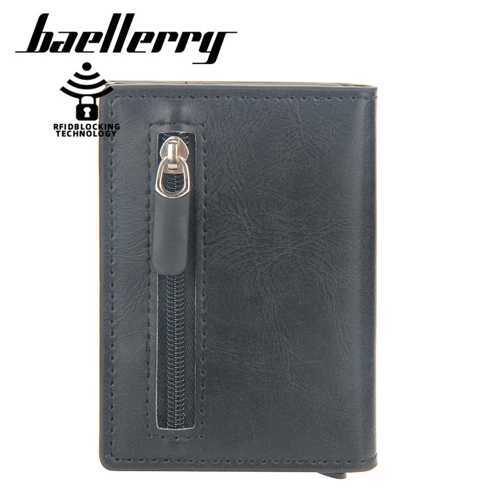 Men's Color Multiple Slots Pinball Zipper Magnetic Card Holder