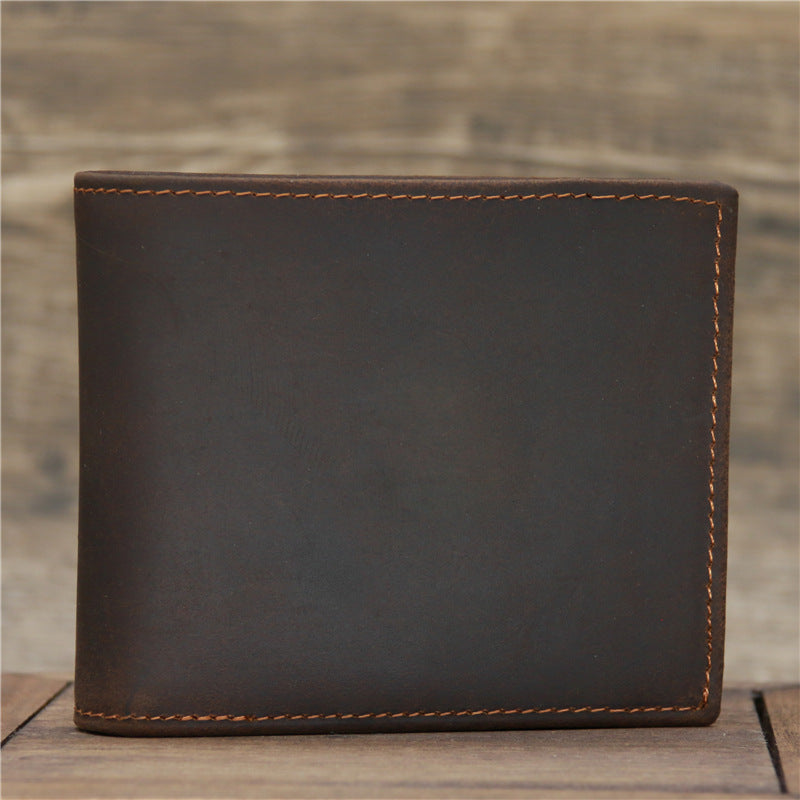 Men's Leather Crazy Horse Cowhide Vintage Dark Men's Wallets