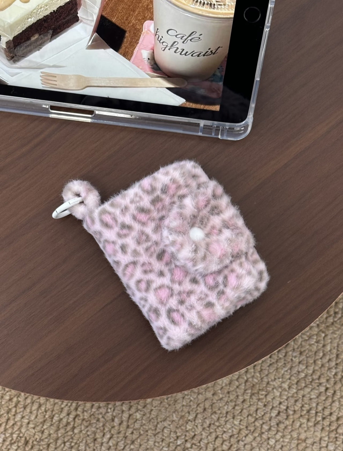 Mini Female Pink Leopard Print Out Shopping Makeup Bag