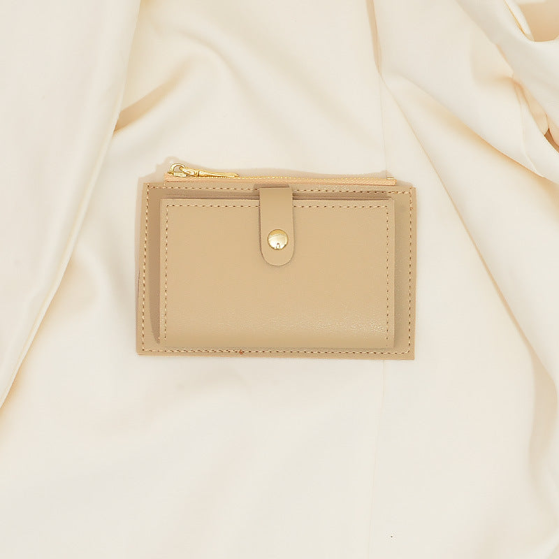 Women's Short Korean Style Minimalist Thin Zipper Hasp Multiple Purses