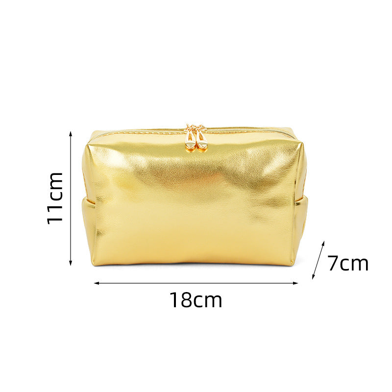 Golden Full Texture Portable Toiletry Good-looking Makeup Bag