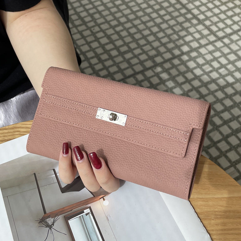 Women's First Layer Cowhide Clutch Real Leather Long High Ladies Wallet