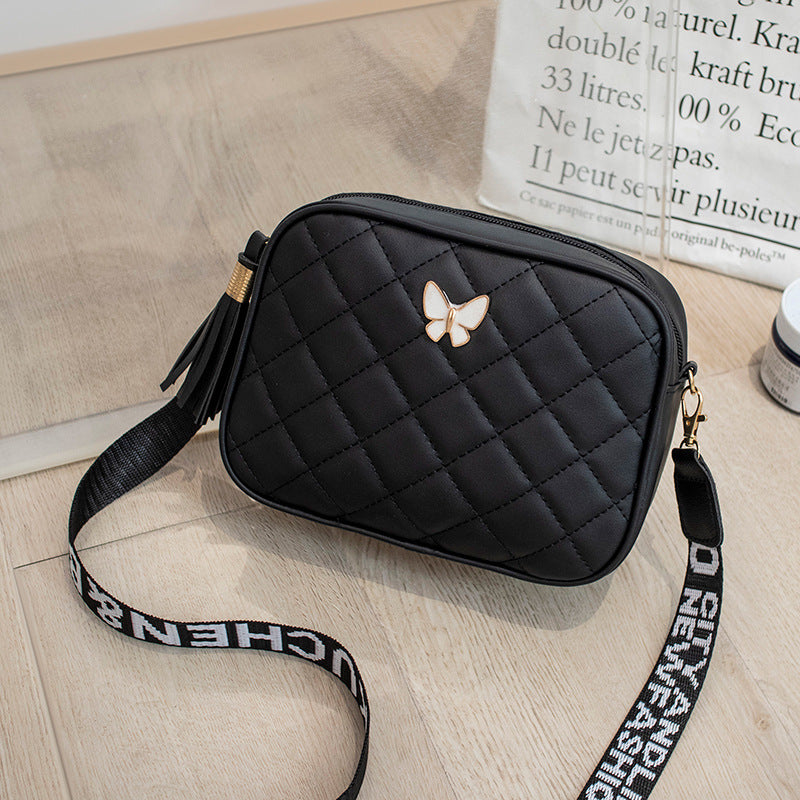 Stylish Pretty Women's Diamond Plaid Tassel Bags