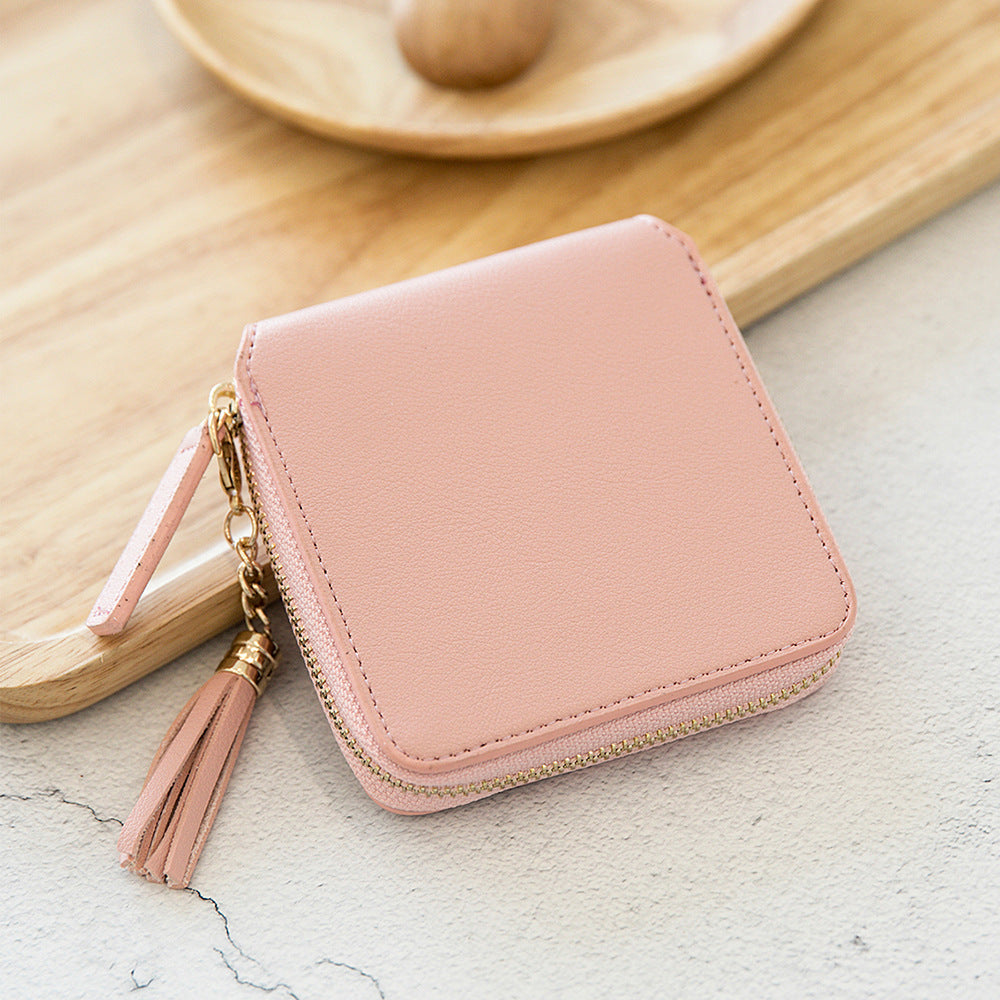 Women's Simple Zipper Korean Style Fashion Tassel Ladies Wallet