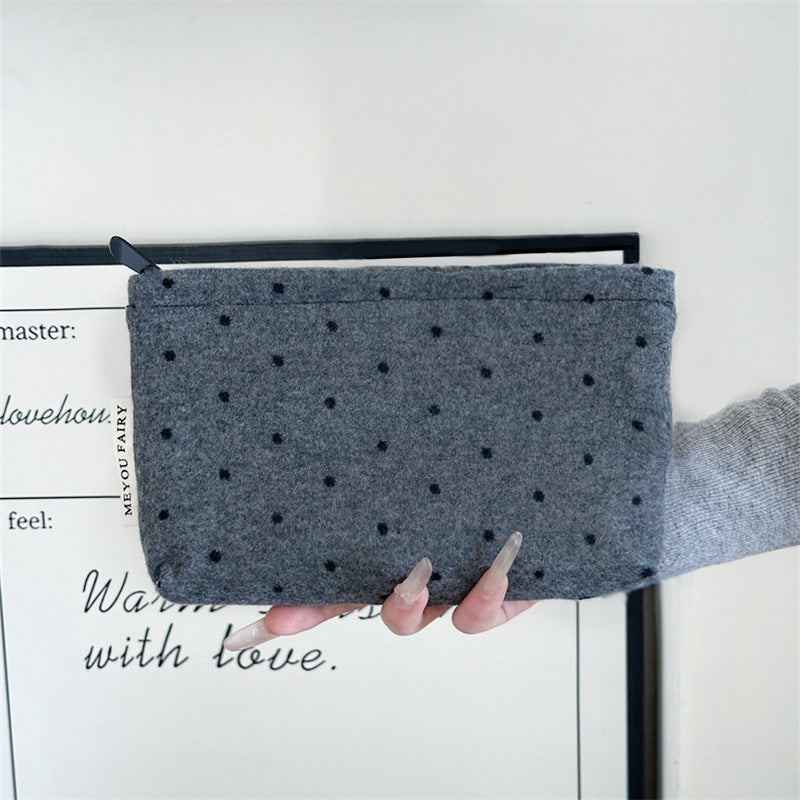 Polka Dot Black Sweet Storage Hand Portable Makeup Bag